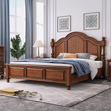 美式实木床高箱床风格家具高档婚床原木实木床仿古新款原木双人床