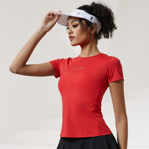 Women's Running Sweatshirt Moisture-Wicking Short-Sleeve Training Top Summer Outdoor Breathable Slimming Fit Fitness Shirt