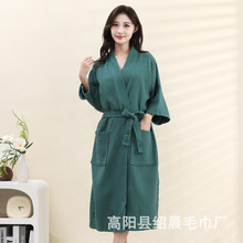 华夫格浴袍长款吸水浴衣薄款夏季浴袍情侣睡袍可穿式浴巾睡袍酒店