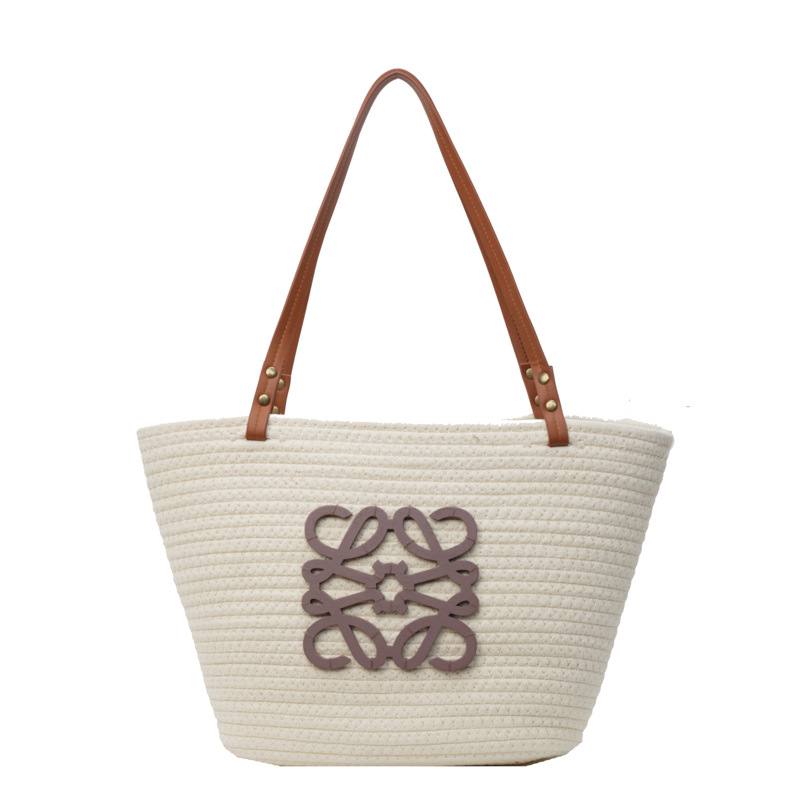 Large Capacity Casual Woven Handbag - New Cross-Border Vacation Beach Bag, Fashionable Shoulder Tote Bag For Women - Thumbnail 6
