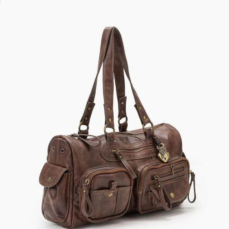Niche Design Western Retro Motorcycle Underarm Bag, Large Capacity Multi-Pocket Tote Bag, Fashionable Commuter Shoulder Bag Niche Design Western Retro Motorcycle Underarm Bag, Large Capacity Multi-Pocket Tote Bag, Fashionable Commuter Shoulder Bag