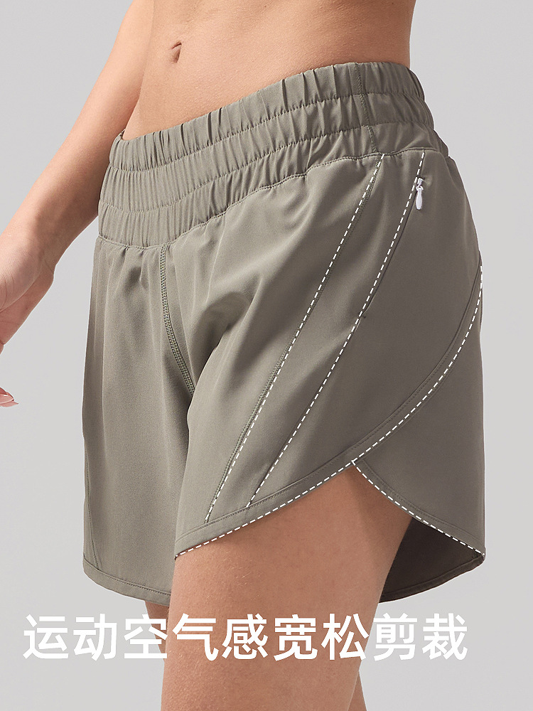 Pantalones cortos para correr de secado rápido Pantalones deportivos de ocio elásticos transpirables que absorben la humedad para mujer Pantalones cortos deportivos de yoga de cintura media lulu 5"