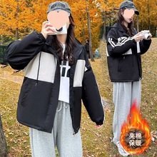 女外套春秋时尚冲锋衣连帽撞色2025秋冬小个子韩版宽松休闲上衣