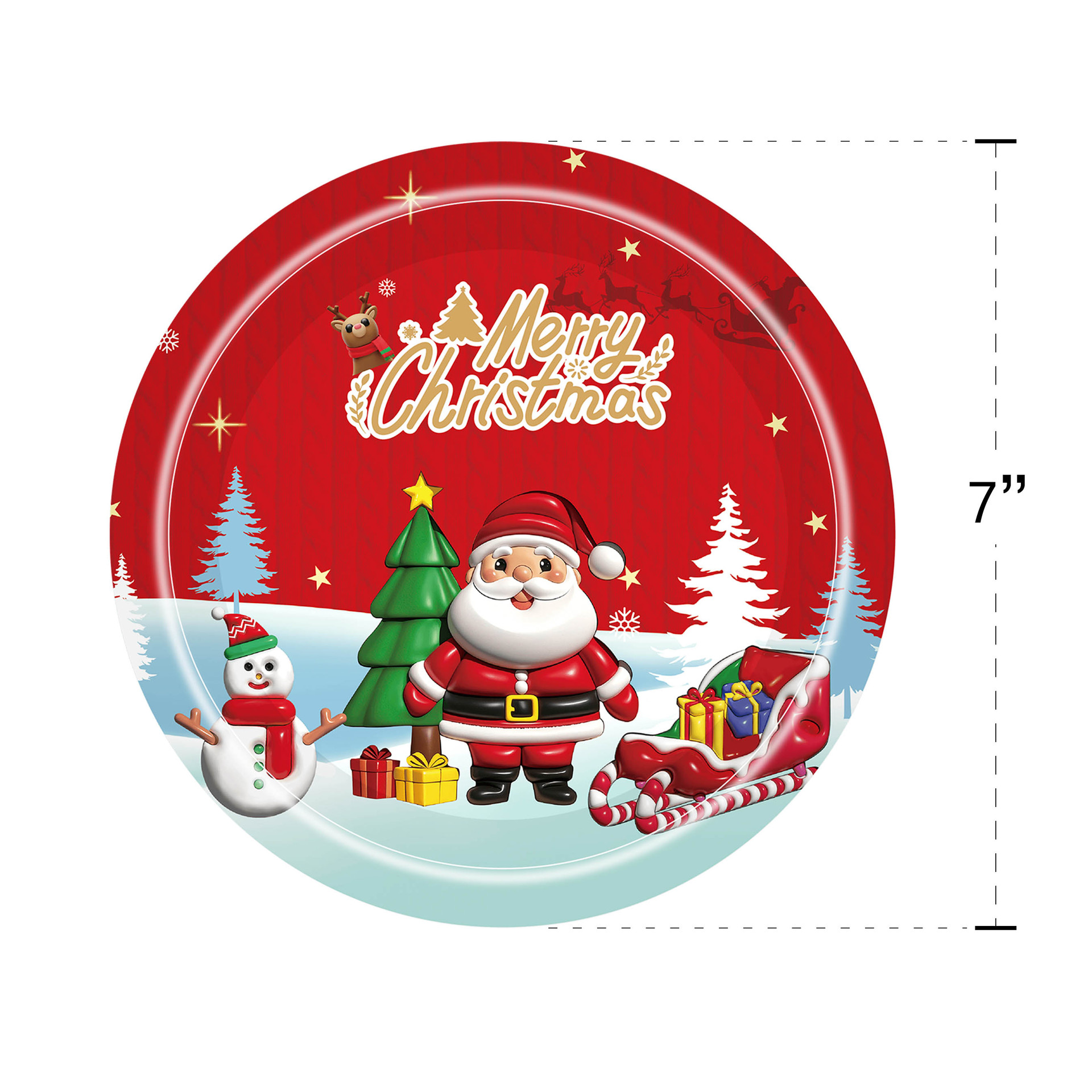 Navidad transfronteriza Santa Claus alce muñeco de nieve familia cena de Navidad fiesta suministros de fiesta plato de papel vajilla