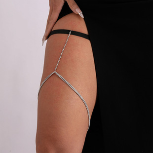 European and American Cross-Border New Style Sweet and Cool Sexy Style Cross Leg Ring Fashionable and Sexy Diamond High Elastic Strap Leg Chain for Women