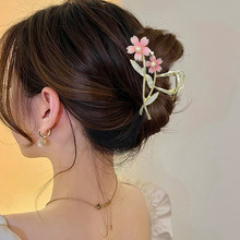 桃花发夹女后脑勺抓夹优雅盘发夹头饰鲨鱼夹后脑勺固定马尾夹发饰