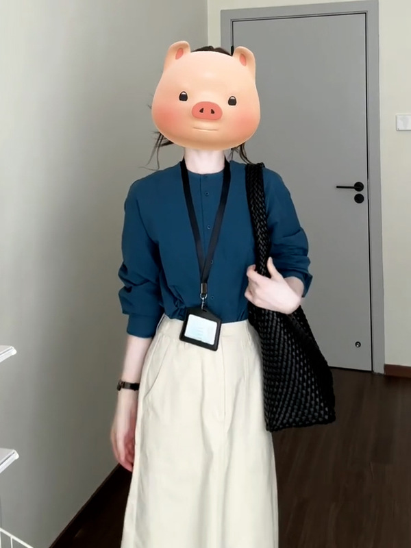 高级感穿搭半身连衣裙子女夏2025新款早初秋蓝色长袖衬衫两件套装|undefined