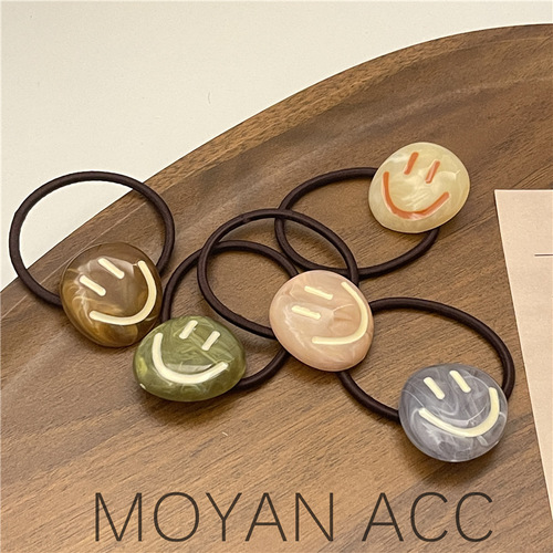 Big smiling face, playful ink pattern hair rope, durable and exquisite rubber band, advanced and interesting hair tie, cute hair accessories
