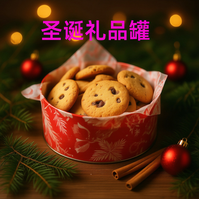 供应小熊饼干蛋糕铁盒通用圆形曲奇饼甜品节日包装卡通粉色马口罐