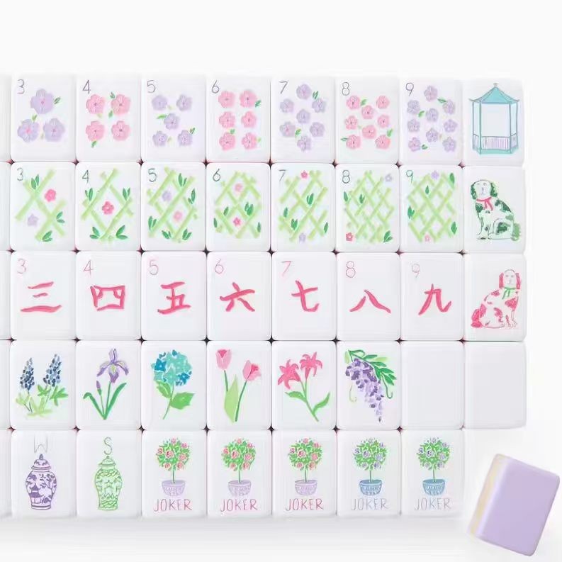 (In-Stock Direct Shipping) American-Style Acrylic Mahjong Tiles, Size 32, Purple, for Home Use, Hand-Crafted Mahjong