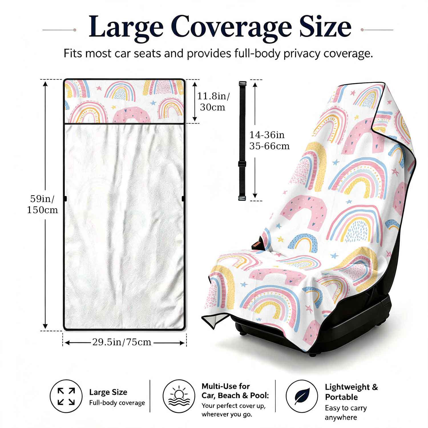 2-piece dual-use car seat cover, ultra-fine fiber, can be used as a beach towel, printed car protective seat cover 6