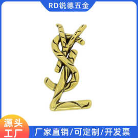 厂家批发杨树林手机壳英文贴标韩版古金发抓发夹合金配饰59*28MM