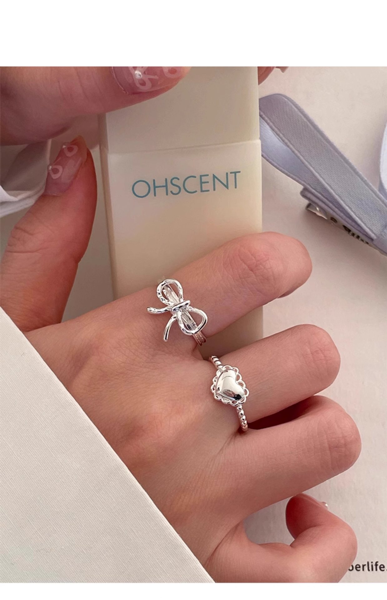 5g Weight Open Rings Classification Adjustable Ring Size 1 Piece Quantity Daily Occasion 925 Sterling Silver Material Heart Shape Pattern Women's Gender Polishing Design Sweet, IG Style Style 925 Sterling Silver Heart Shape Open Rings 无
