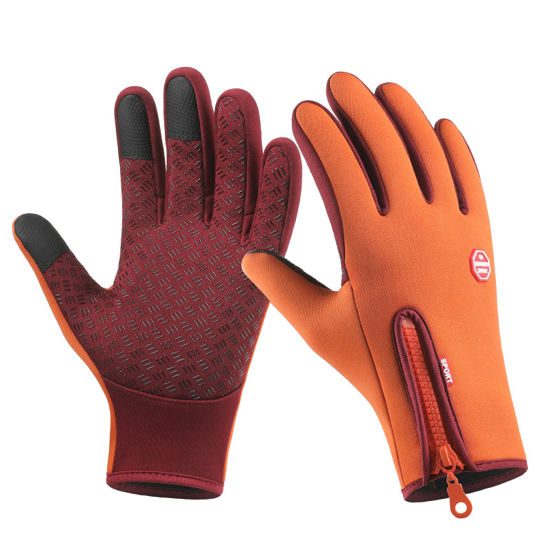 Venta al por mayor deportes al aire libre Otoño e Invierno hombres y mujeres de lana forrada pantalla táctil Cálido impermeable antideslizante montar a prueba de viento guantes