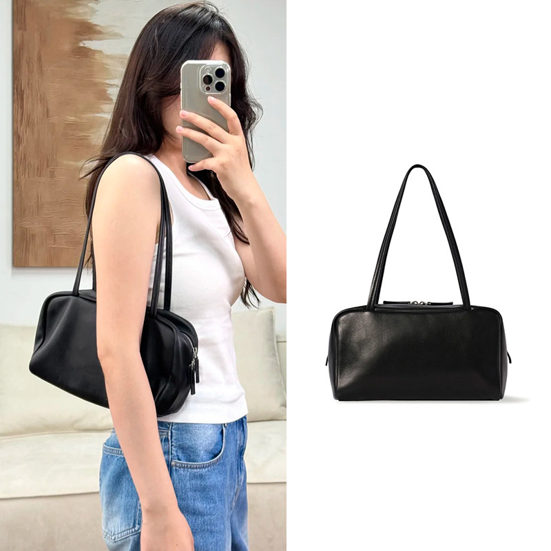 Th*Row Sheepskin Astra Small Bowling Bag with a High-End Feel, Versatile Handbag, Underarm Bag, Niche Boston Bag Th*Row Sheepskin Astra Small Bowling Bag with a High-End Feel, Versatile Handbag, Underarm Bag, Niche Boston Bag