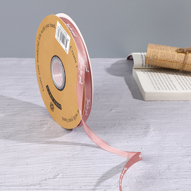1cm inglés impreso cinta flor regalo cinta hornear caja de regalo cinta de embalaje en stock al por mayor cinta de poliéster