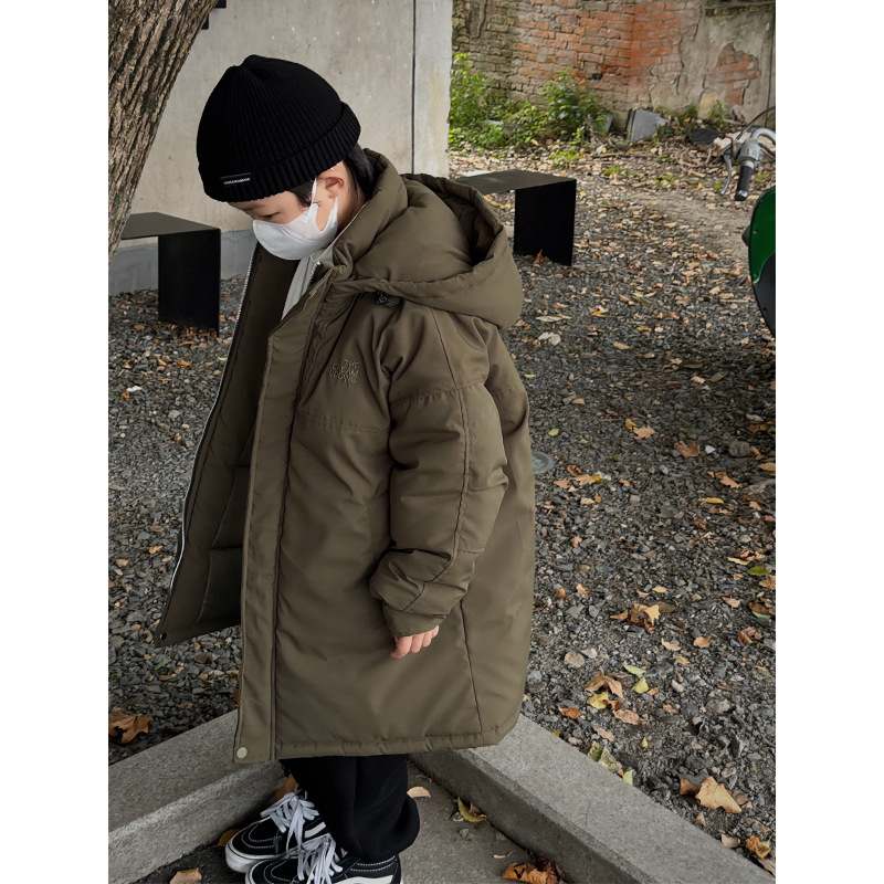 Baoduo ropa para niños Abrigo de algodón acolchado de invierno para niños 2023 nuevo abrigo de algodón acolchado engrosado de invierno abrigo de algodón acolchado de longitud media para niños moda