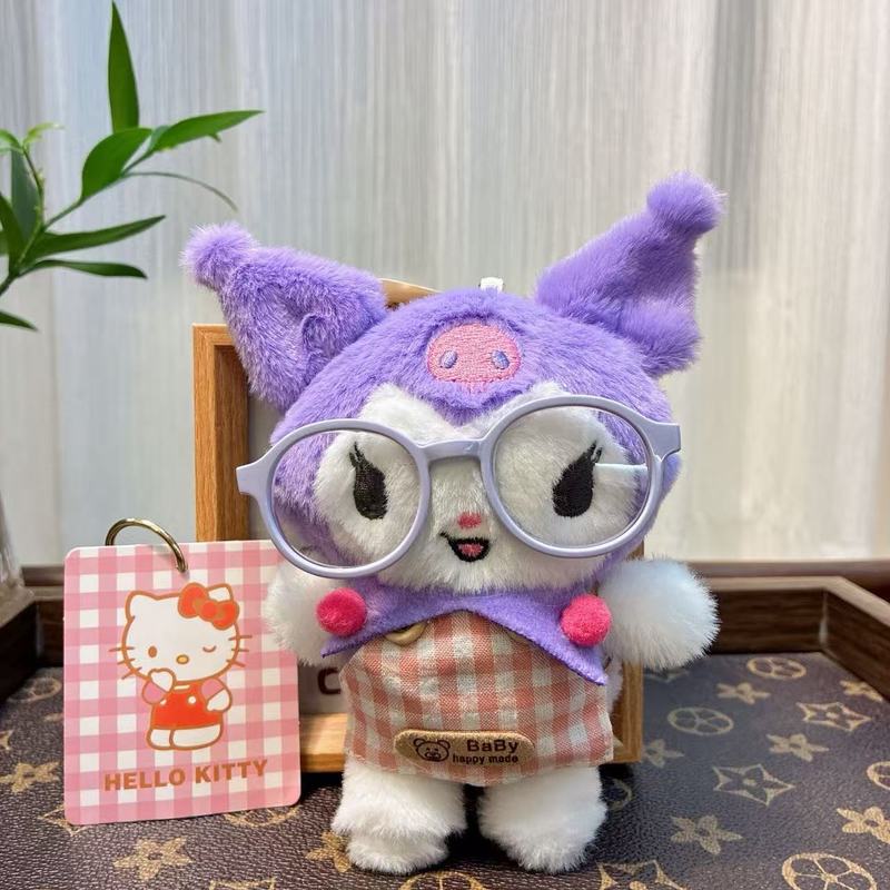 小厨娘库洛米三丽欧钥匙扣眼镜创意凯特猫美乐蒂毛绒公仔书包挂饰|undefined
