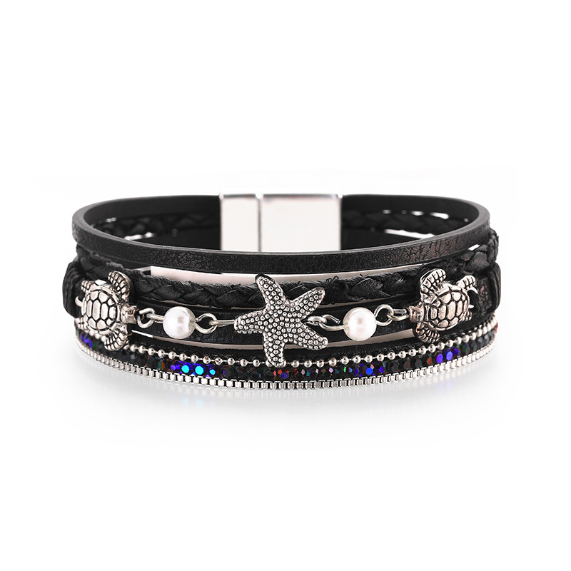 Vacation Tortoise Starfish Pu Leather Plating Artificial Pearls Rhinestones Unisex Bracelets display picture 4