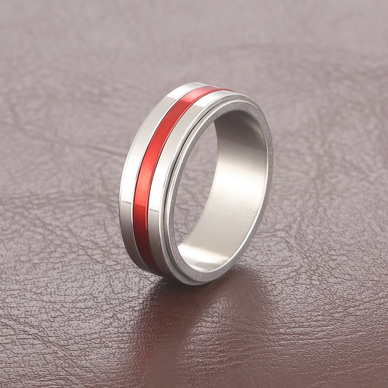 Men's Gender Vacation Classic Style Color Block Titanium Steel Plating Men's Rings Men Band Rings