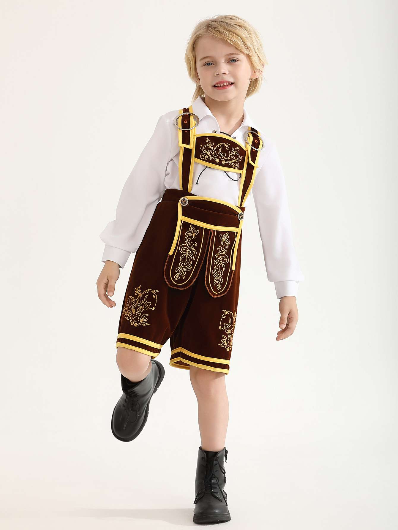 Trajes tradicionales alemanes transfronterizos de Oktoberfest Camisas de cinturón de cerveza para niños pantalones de celda de Halloween