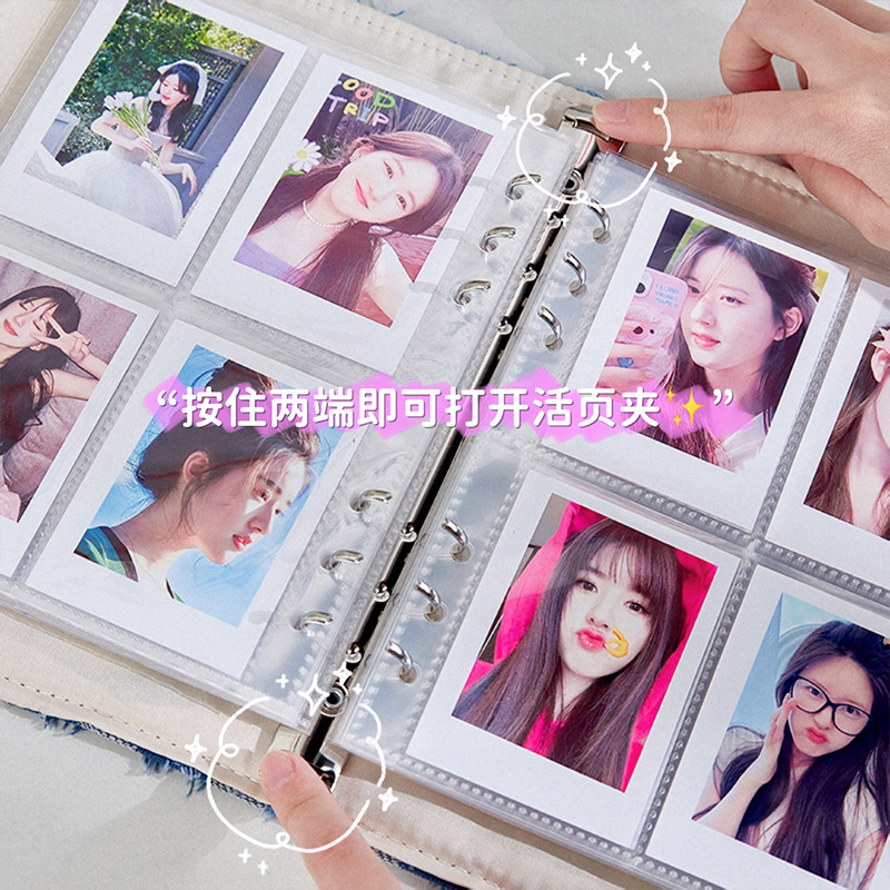 Nuevo álbum de fotos de hojas de vaqueros de 3 pulgadas cuatro cuadros diy amor bean tarjetas de almacenamiento en el viento de alto valor de tela tarjetas