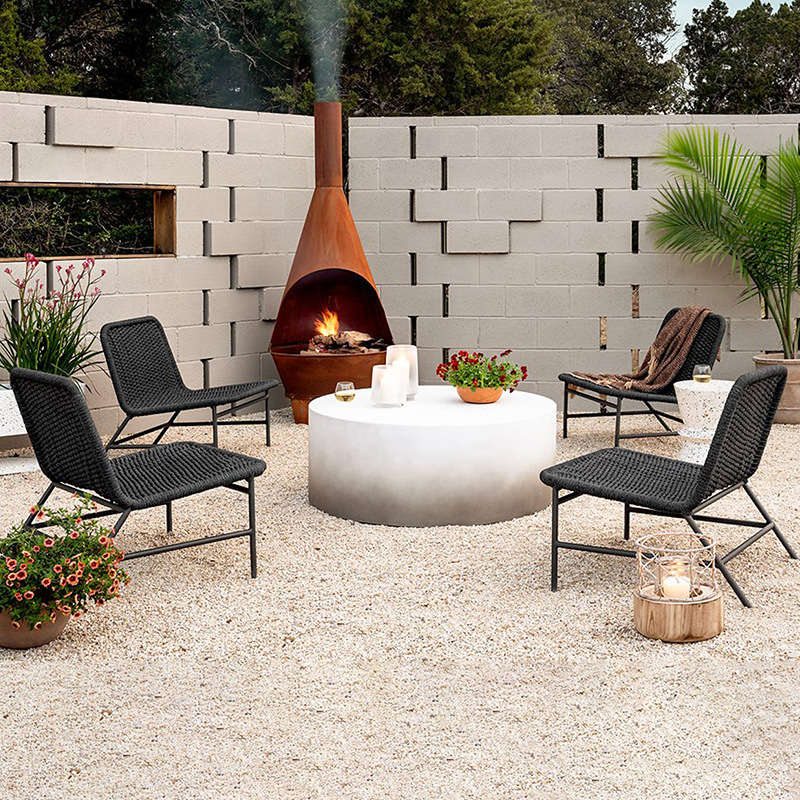 Silla de ocio al aire libre sofá balcón jardín exterior impermeable silla de caña simple respaldo muebles de patio