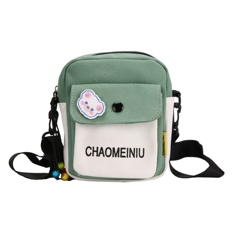 Новая маленькая квадратная сумка из канваса 2025 года, милая и модная студенческая сумка через плечо, сумка-кроссбоди в японском стиле для девушек, трендовая