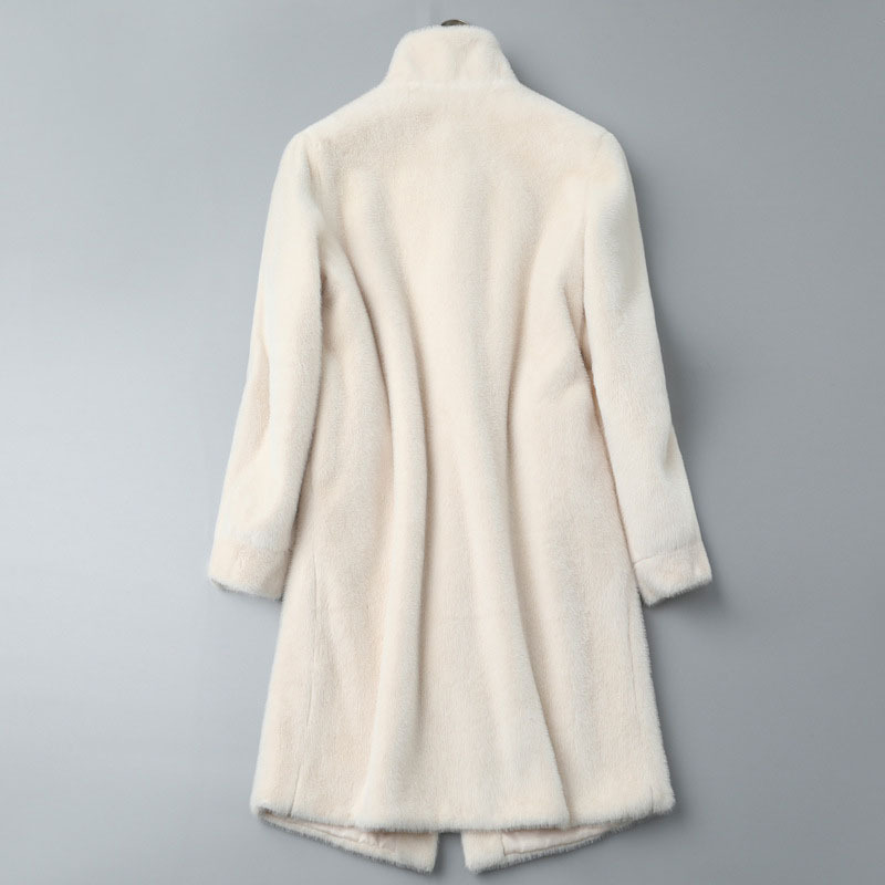 Women's Clothing new women's white stand collar thickened mink coat Winter mid length temperament fur coat for women_voghion.com
