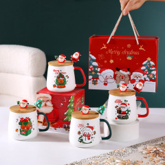 クリスマスマグカップサンタクロースセラミックカップ家庭用水カップコーヒーカップクリエイティブ漫画クリスマスプレゼント