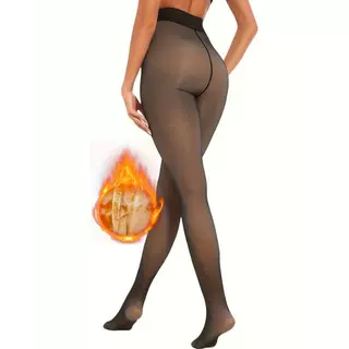 C 39820 Fleece black sheer leggings 抓绒黑透肤打底裤