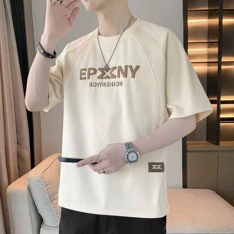 Мужская футболка больших размеров с короткими рукавами, летняя тенденция 2025 года, новая свободная мода, искусственные две части