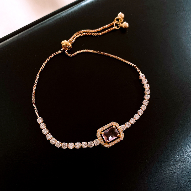 Pulsera de flores cuadrada geométrica de piedra de silicio lujosa pulsera de alta calidad temperamento exquisito personalidad joyas al por mayor