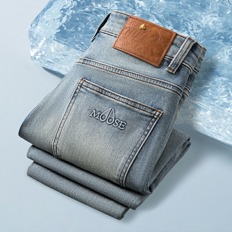 Italian High-End European Jeans for Men 2026 Old Money Style Spring/Summer Thin Light-Colored Stretch Slim Straight Fit