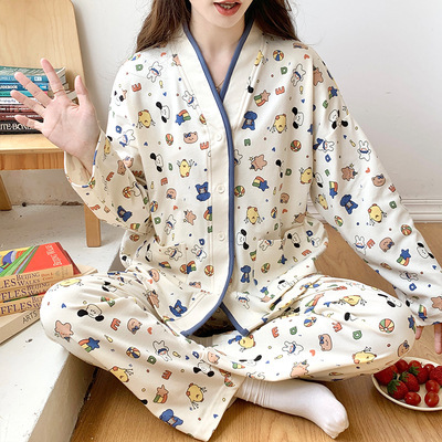 Pijamas tipo cárdigan de manga larga para mujer, estilo de celebridad de internet, sensación de alta gama, conjunto de dos piezas de ropa de estar en casa de talla grande, nueva colección primavera-otoño 2025. image 15