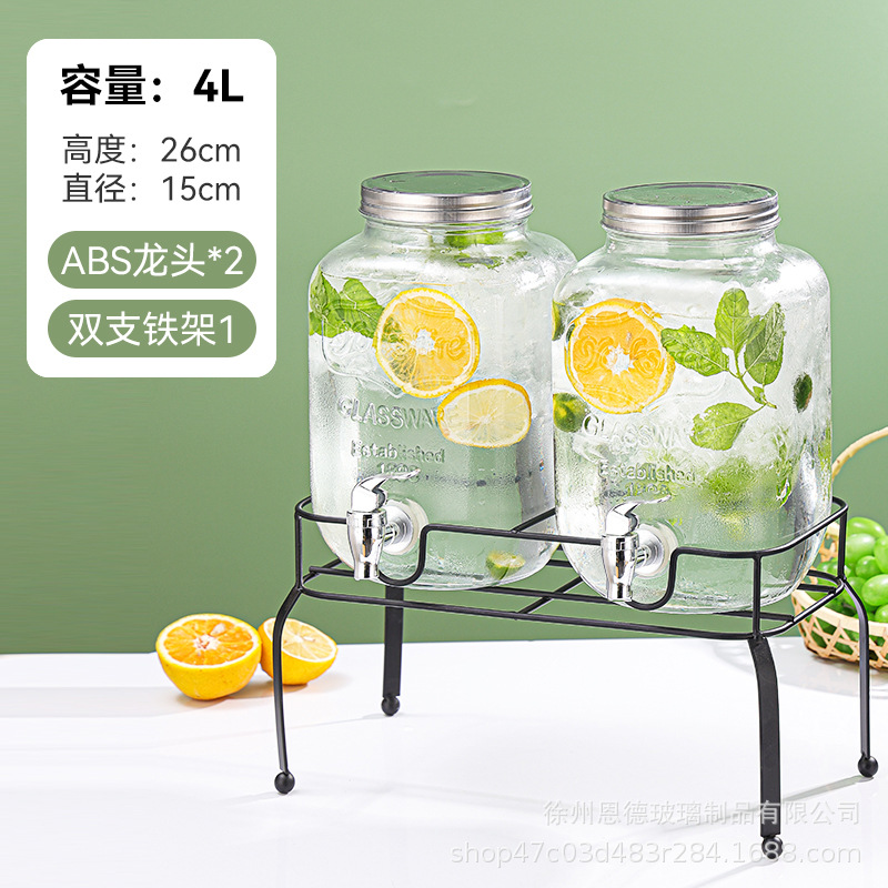 Barril de vidrio grueso barril de cola transparente con grifo sellado barril de frutas taza hervidor certificación de grado alimenticio image 8