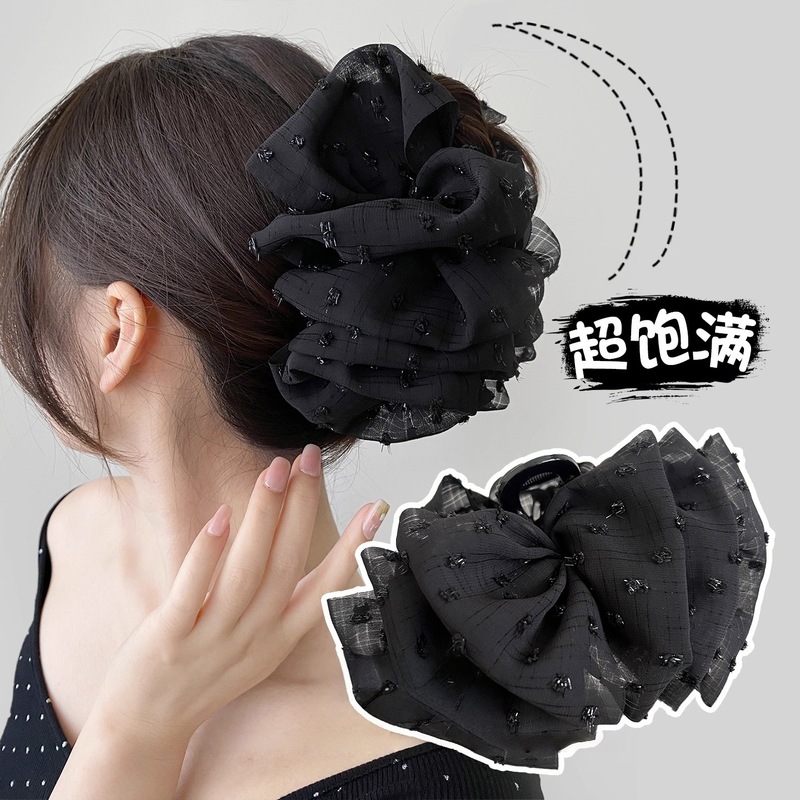 原版缎面大云朵泡泡抓夹女高级感后脑勺大号鲨鱼夹显脸小发夹头饰|undefined