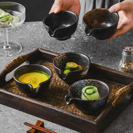 陶瓷日式酱料碟二格碟汁碗小料餐厅家用小味碟