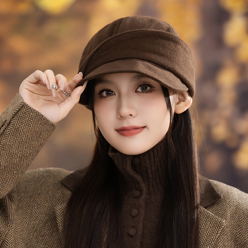 张靖怡同款黑色报童帽鸭舌帽女2025新款春夏遮阳八角帽防晒帽子|undefined