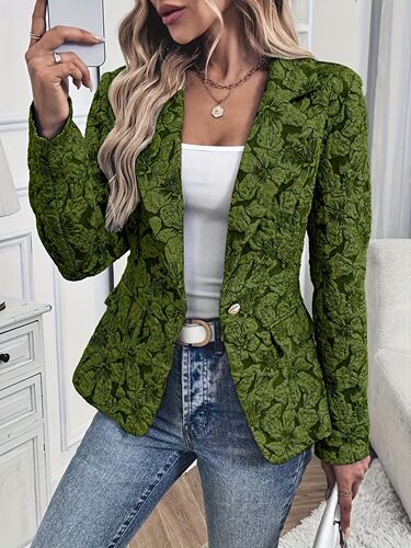 Women's Retro Floral Print Short Jacket Slim Fit Long