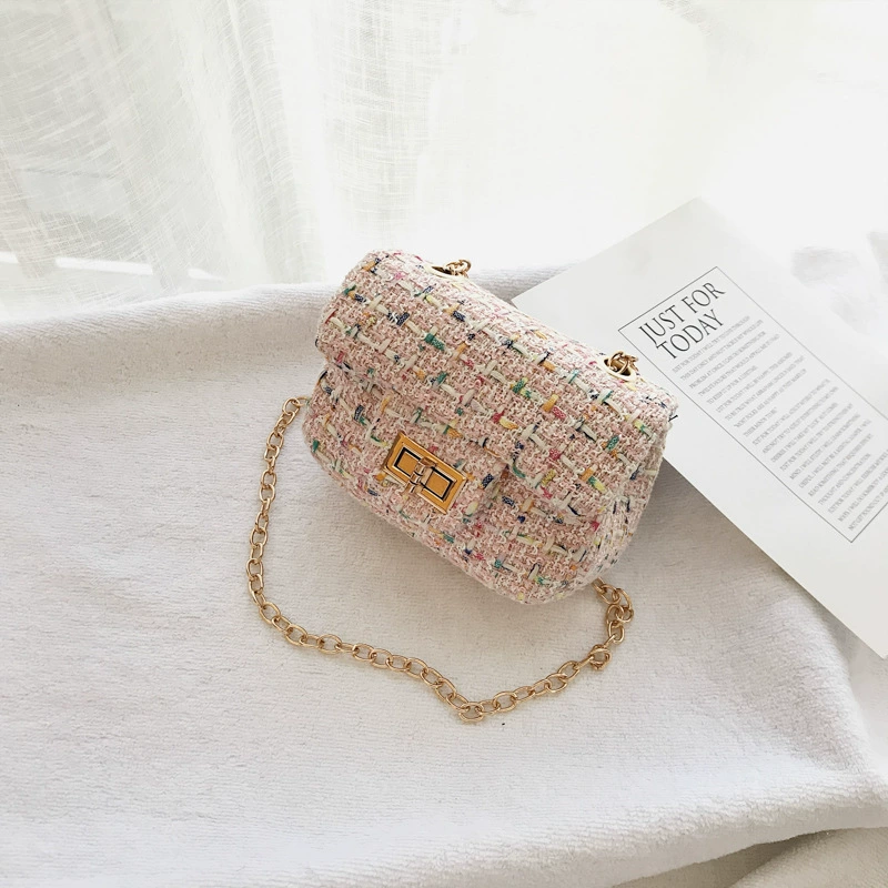 Детская шерстяная сумочка через плечо (стиль Chanel), корейский принцесcный дизайн, 13×4,5×9 см