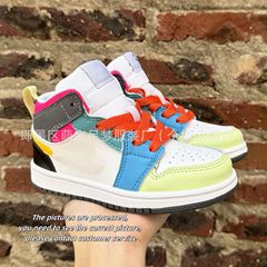 YY366 クロスボーダー子供用ジョー 1 スポーツシューズハイトップレースアップアウトドア aj1 ランニングシューズファッショナブルな親子靴子供