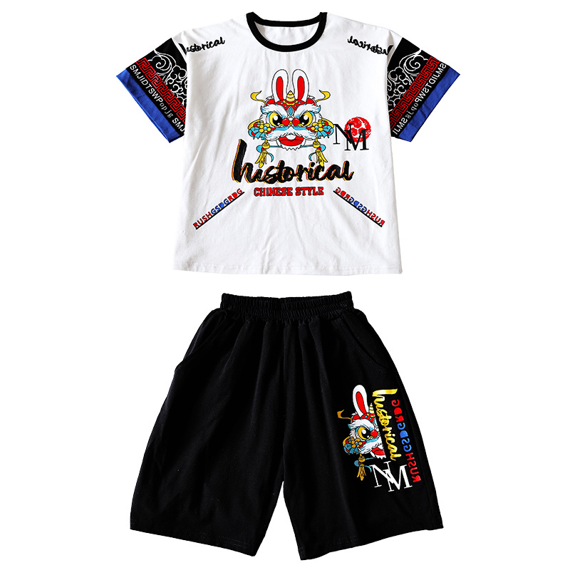 Νέο κορεατικό παιδικό πουκάμισο μεσαίου μεγέθους, μεγάλο, κοντομάνικο, μοντέρνο, σετ δύο τεμαχίων για αγόρια, καλοκαιρινό, κορεατικό, σετ_voghion.com