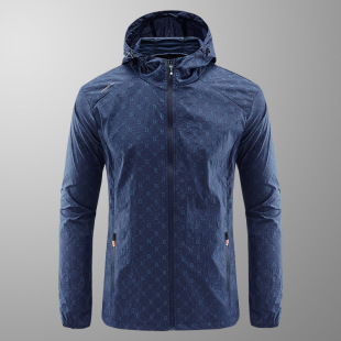 2025 New Men's Sun Protection Clothing Breathable Cool Jacket Thin Anti-Uv Men's and Women's Sun Protection Clothing Hooded White