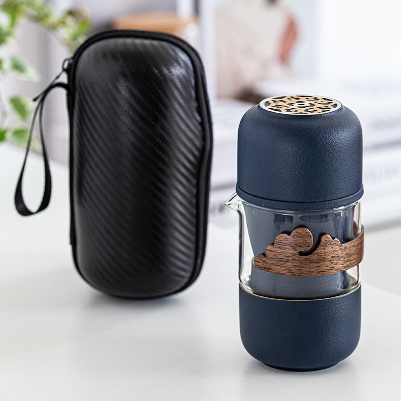 黑陶旅行茶具同心杯粗陶快客杯便捷一壶四杯玻璃泡茶壶支持logo