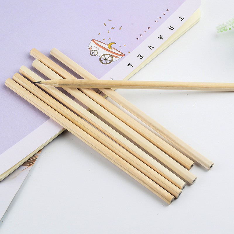 厂家供应批发绘画写字原木色六角圆形HB铅笔小学生书写工具|ru