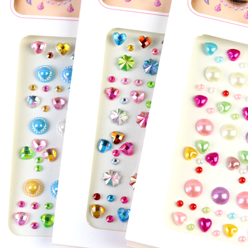 Transfronterizo AB diamantes coloridos joyas de maquillaje de ojos maquillaje facial pegatinas de diamante para niños espectáculo de escenario pegatinas faciales pegatinas de cristal perlas