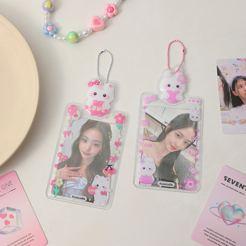 Korean version three-inch PVC cartoon card holder cute girl photo display pendant star chasing album card bag
