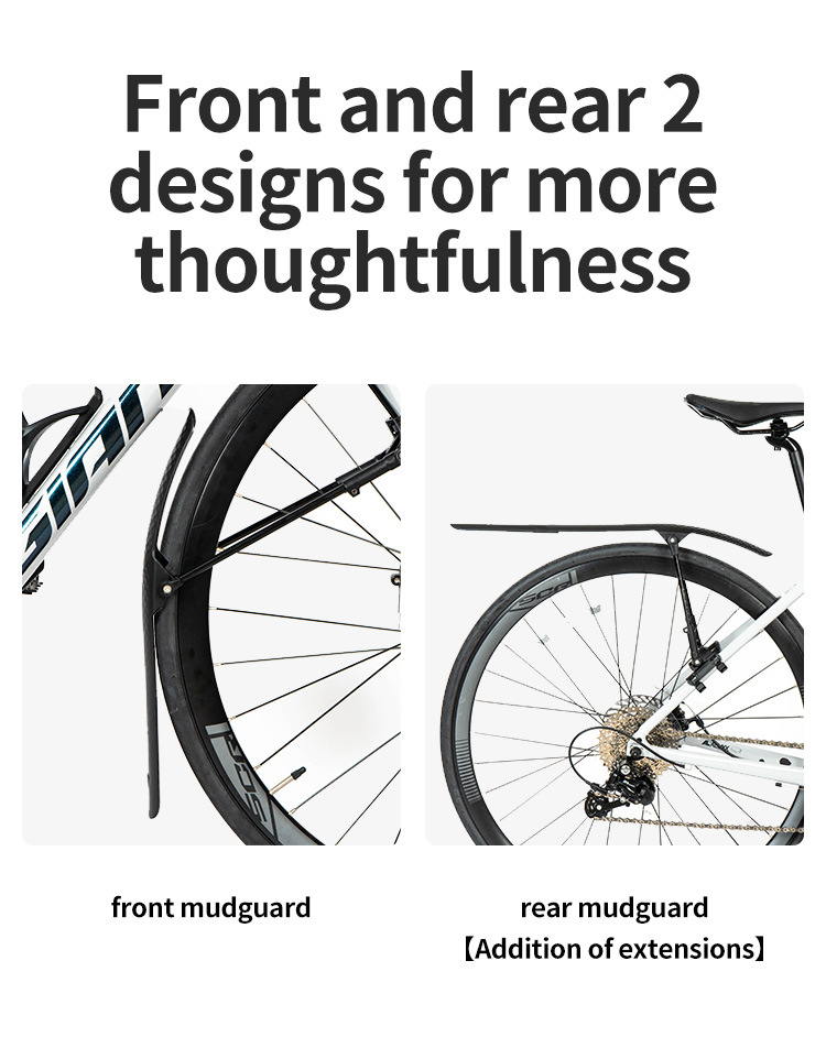 Bicycle fender, road bike front and rear adjustable quick release