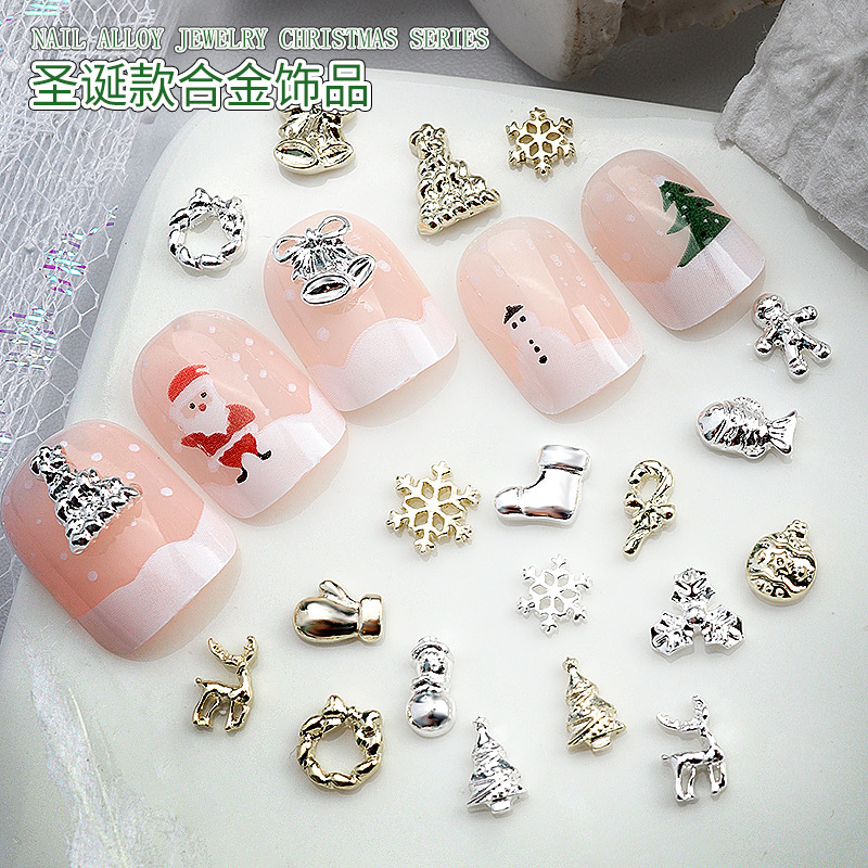 Internet Red Day New Christmas Series Nail Drills Wholesale Christmas Tree Snowflake Snowman Elk Gloves Nail Decoration